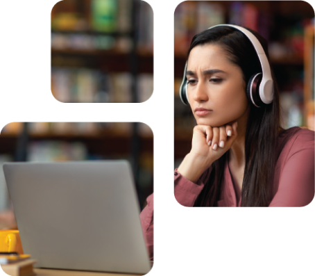 Flex online student working on her computer.