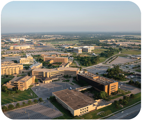 Aerial view of Texas A&M campus.
