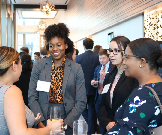 Students attending a networking event.