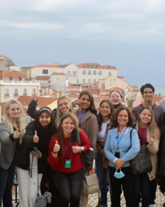 Students and faculty pose on study abroad.