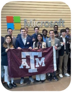 Students posing for a picture while on a trip for Aggies in Tech program.