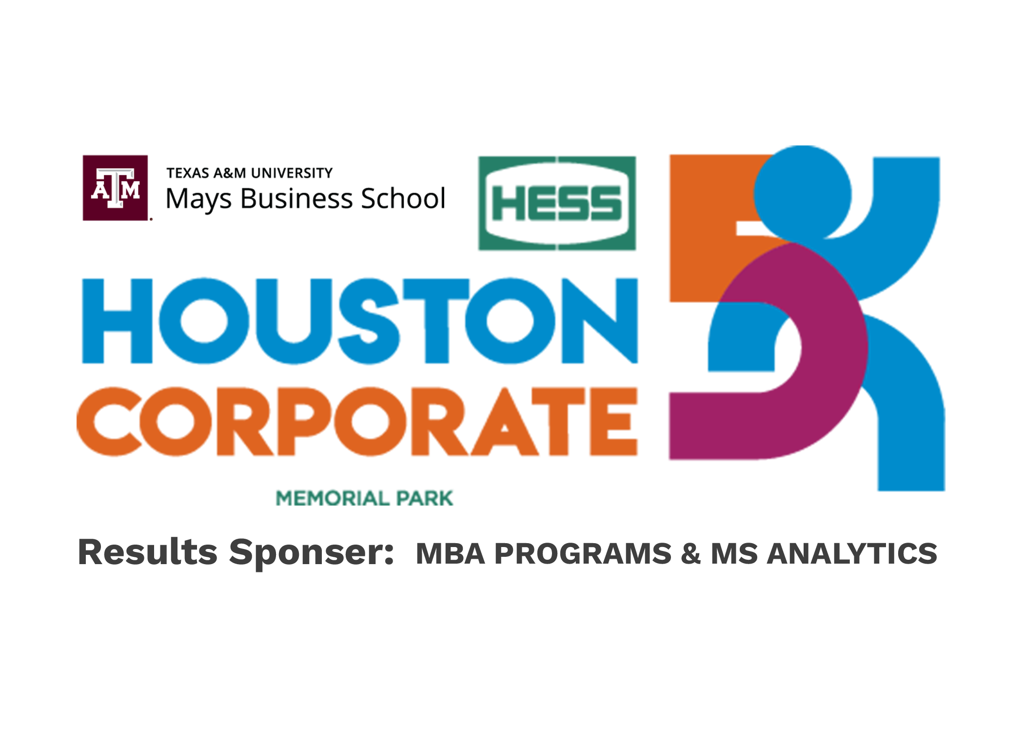 Hess Houston Corporate 5k results sponsor Texas A&M MBA logos