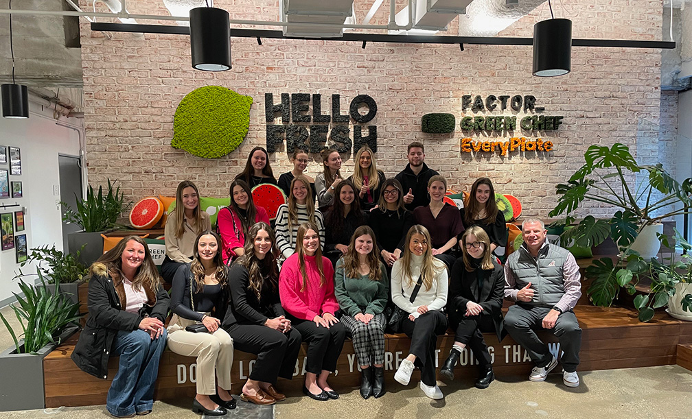 Students at the Hello Fresh office